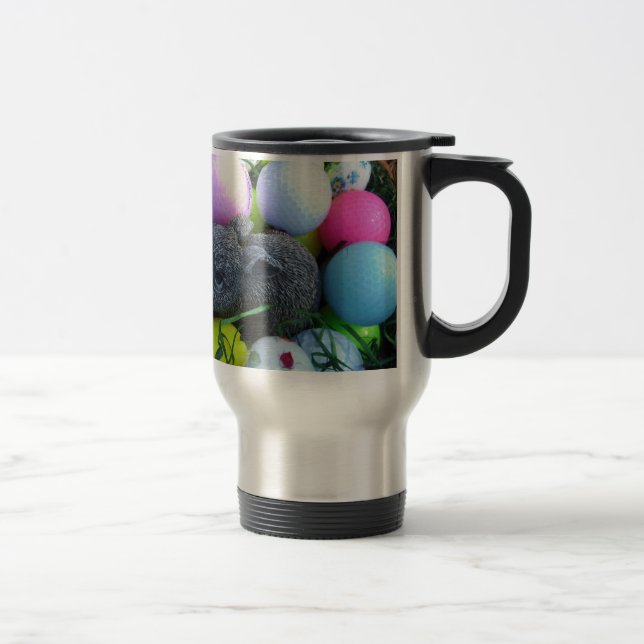 Caneca Térmica Ovos de Páscoa, Bolas de Golfe de Coelho (Direita)