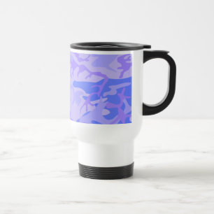 Caneca Térmica Padrão Abstrato Azul de Pastel de Camouflage
