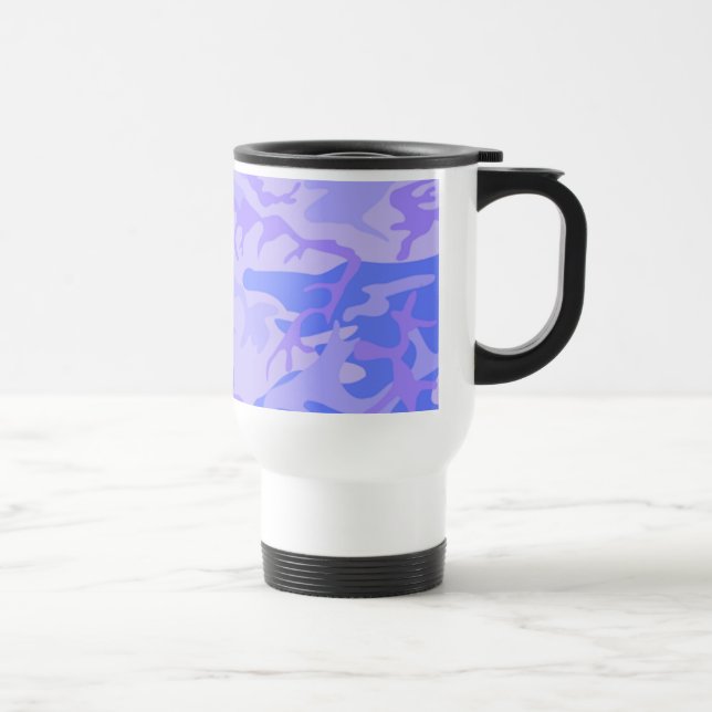 Caneca Térmica Padrão Abstrato Azul de Pastel de Camouflage (Direita)