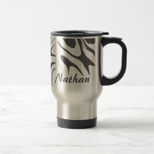 Caneca Térmica Padrão Abstrato Giratório Cinza Personalizado