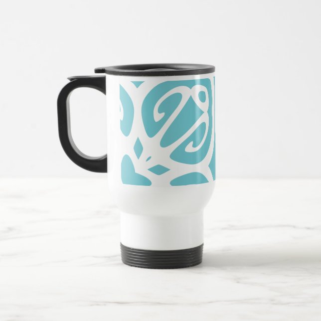 Caneca Térmica padrão azul vaso (Esquerda)