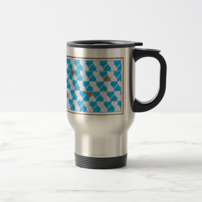 Caneca Térmica Padrão bávaro azul e branco. (Direita)