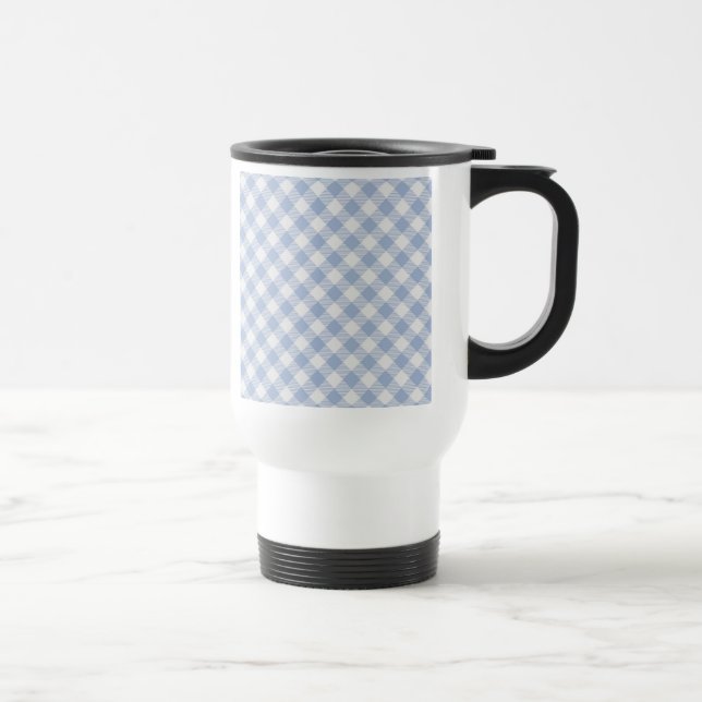 Caneca Térmica Padrão clássico Gingham azul verificado (Direita)
