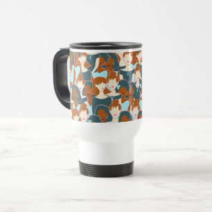 Caneca Térmica Padrão contínuo com meninas negras e meninas branc