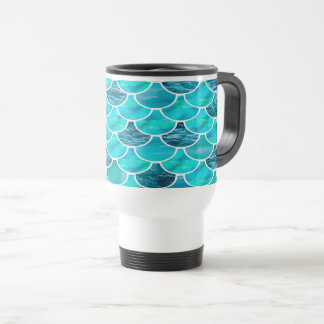 Caneca Térmica Padrão da escala da Sereia azul-turquesa da horta