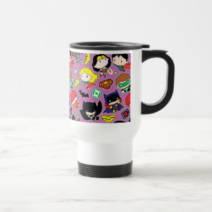 Caneca Térmica Padrão da Liga da Justiça Chibi em Roxo