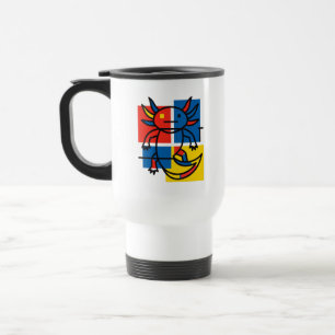 Caneca Térmica Padrão de Arte Abstrata Divertido de Axolote Piet