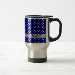 Caneca Térmica Padrão de bolinhas azul marinho