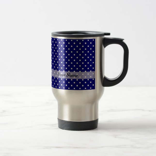 Caneca Térmica Padrão de bolinhas azul marinho (Direita)