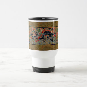 Caneca Térmica Padrão de bordado em seda de dragão chinês antigo