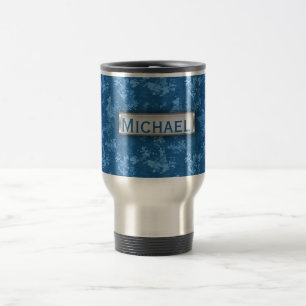 Caneca Térmica Padrão de Camo Azul Personalizado