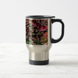 Caneca Térmica Padrão de Camuflagem Rosa, Pêssego e Verde