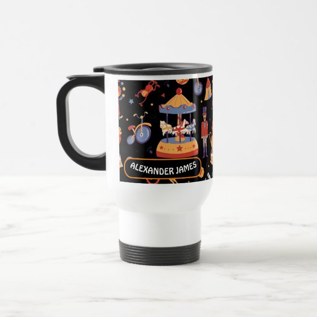 Caneca Térmica Padrão de Circo do Aniversário de criança de Carna (Esquerda)