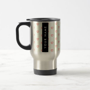 Caneca Térmica Padrão de Coração Vermelho, Amor, Seu Nome, Person