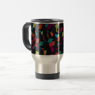 Caneca Térmica Padrão de Cubo Geométrico Abstrato Tendência