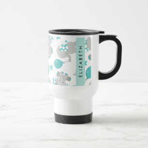 Caneca Térmica Padrão De Elefantes, Elefantes Bonitos, Seu Nome