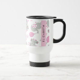Caneca Térmica Padrão De Elefantes, Elefantes Bonitos, Seu Nome