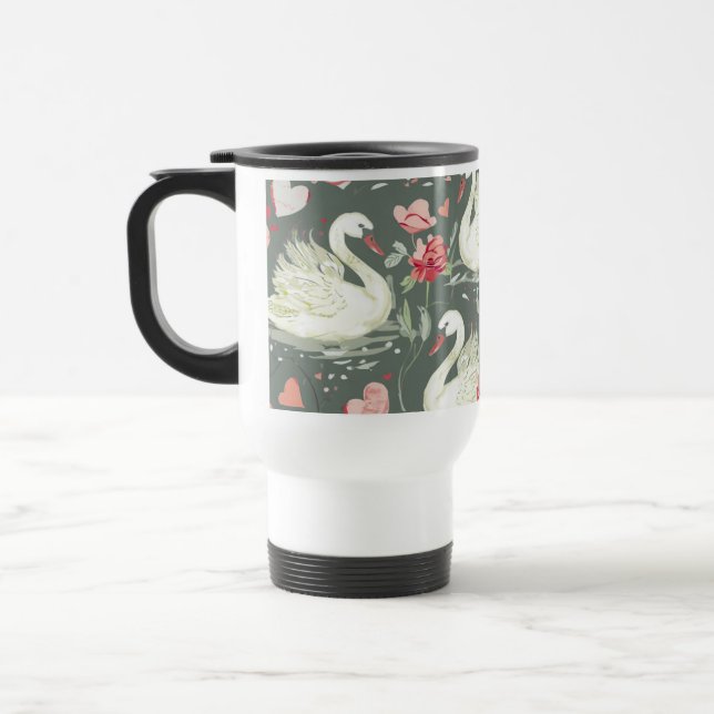 Caneca Térmica Padrão de Elementos Rústicos Elegantes de Cisnes e (Esquerda)