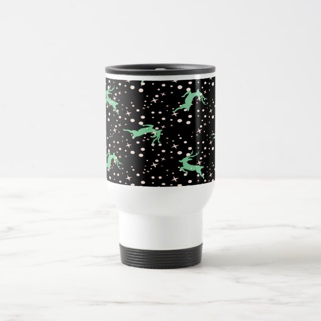 Caneca Térmica Padrão de Estrela de Veado de Natal de Inverno  (Centro)
