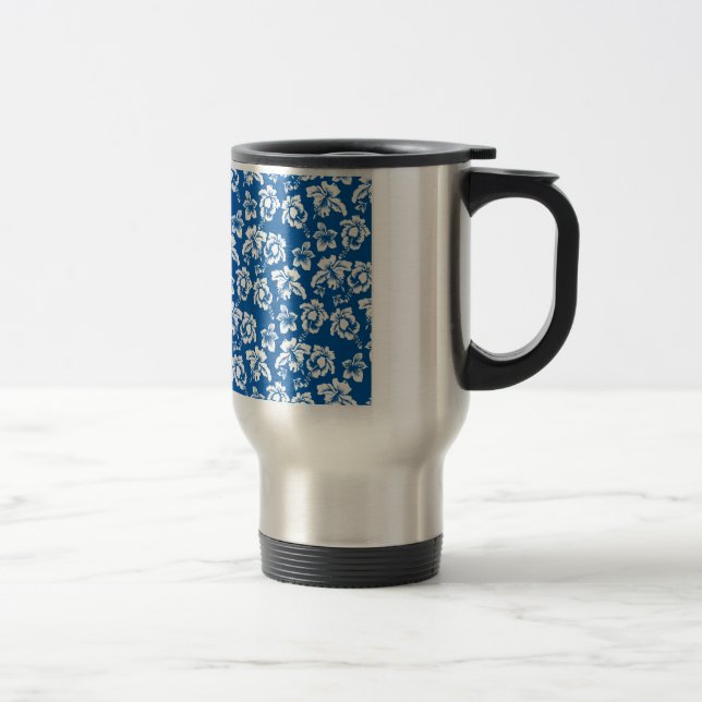 Caneca Térmica Padrão de Flor Azul Hawiian (Direita)