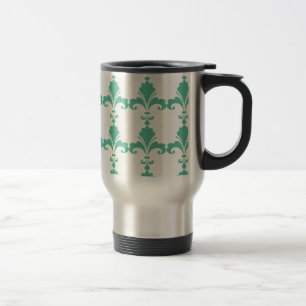Caneca Térmica Padrão de Flor-De-Lis Azul Retroativo