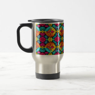Caneca Térmica Padrão de Flor de Tricô Arco-Íris