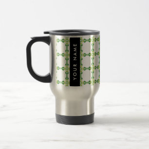 Caneca Térmica Padrão de Folhas, Folhas Verdes, Seu Nome