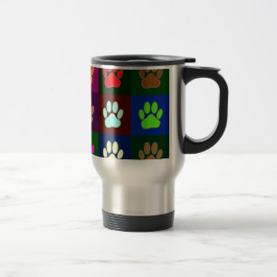 Caneca Térmica Padrão de Impressão da Pata de Cachorro Multicol