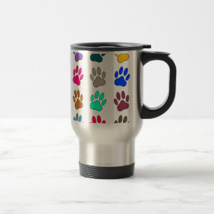 Caneca Térmica Padrão de impressão de pata de cão multicolorido