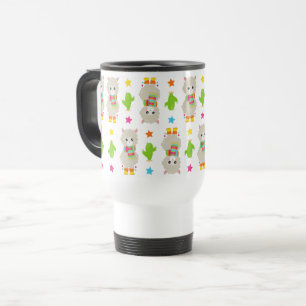 Caneca Térmica Padrão De Lhamas, Lhamas Cutas, Alpacas, Cactus