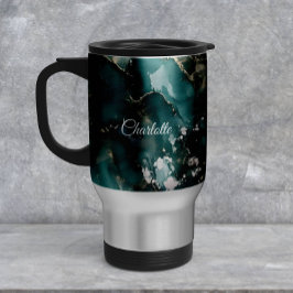 Caneca Térmica Padrão de Mármore de Luxo Personalizado com Nome C