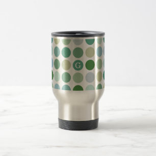 Caneca Térmica Padrão de monograma de bolinhas verdes coloridas c