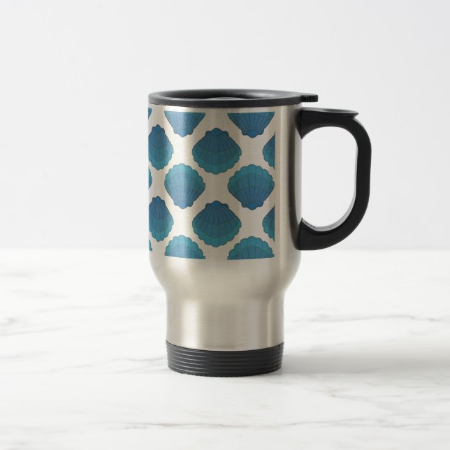 Caneca Térmica Padrão de Mosaico da Caça Azul (Direita)
