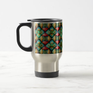 Caneca Térmica Padrão de mosaico geométrico colorido inspirado na