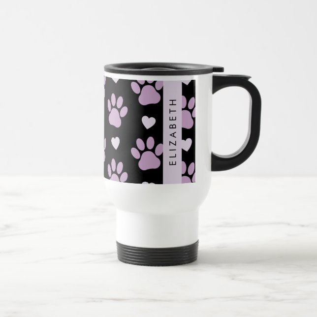 Caneca Térmica Padrão De Patas, Patas Liláticas, Corações, Seu No (Direita)