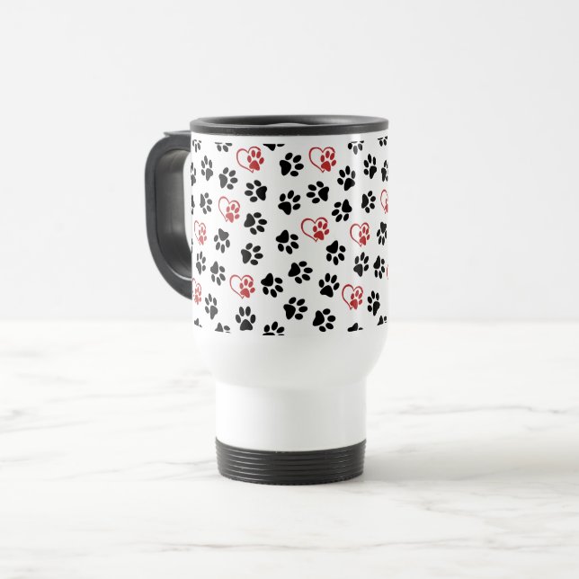 Caneca Térmica Padrão De Patas, Patas Negras, Patas Vermelhas, Co (Frente Esquerda)