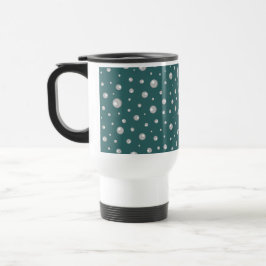Caneca Térmica Padrão de Pérola em Fundo Azul Turquesa Transforma