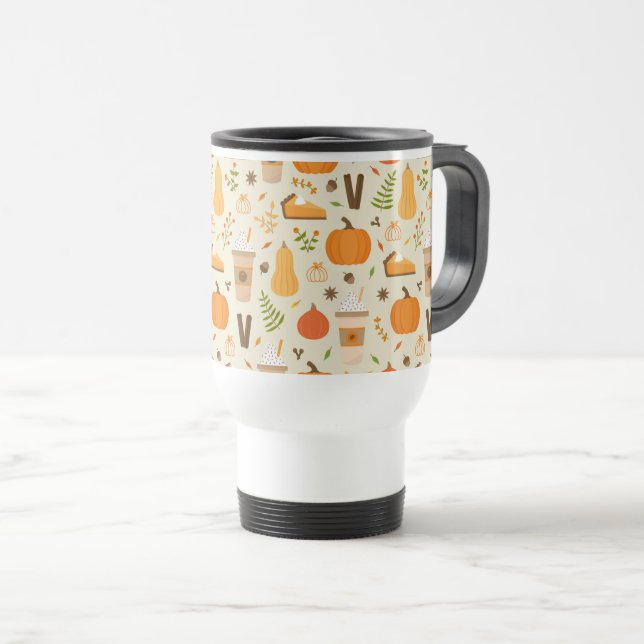 Caneca Térmica Padrão de queda de laranja divertido (Frente Esquerda)