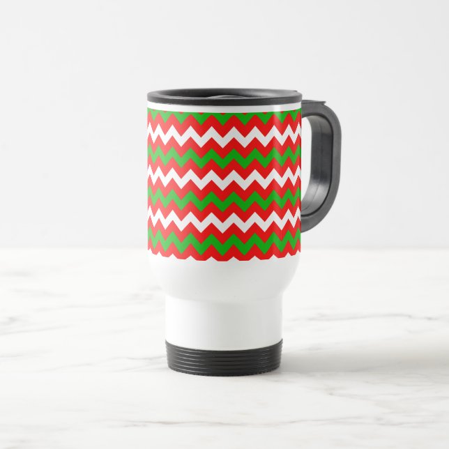 Caneca Térmica padrão de raspagem de papel de natal (Frente Esquerda)