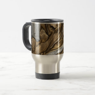 Caneca Térmica Padrão de Redemoinho de Mármore Terroso Glamouroso