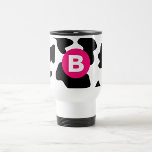 Caneca Térmica Padrão de Remendo de Vaca Excêntrico Monograma Ros