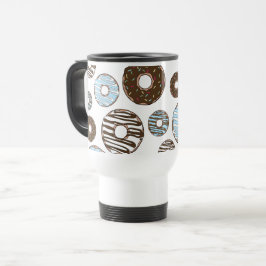 Caneca Térmica Padrão De Rosquinhas, Rosquinhas Azuis, Rosquinhas