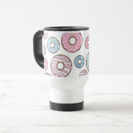 Caneca Térmica Padrão De Rosquinhas, Rosquinhas Rosa, Rosquinhas 