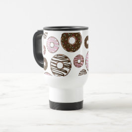 Caneca Térmica Padrão De Rosquinhas, Rosquinhas Rosa, Rosquinhas