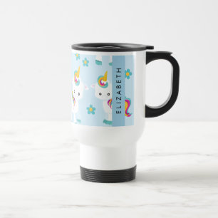 Caneca Térmica Padrão De Unicórnios, Unicórnios Bonitos, Seu Nome