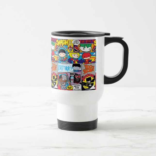 Caneca Térmica Padrão do Livro da Liga da Justiça Chibi (Direita)