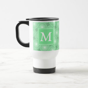 Caneca Térmica Padrão dos círculos verdes primavera do monogram