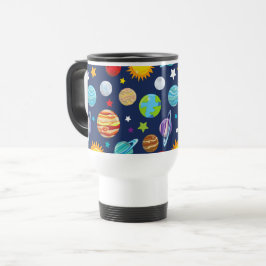 Caneca Térmica Padrão Espacial, Planetas, Estrelas, Cosmos, Galáx