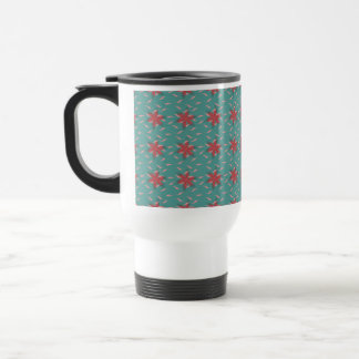 Caneca Térmica padrão floral coral tropical em azul-turquesa