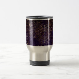 Caneca Térmica Padrão Floral de Mandala Elegante Dourado e Roxo